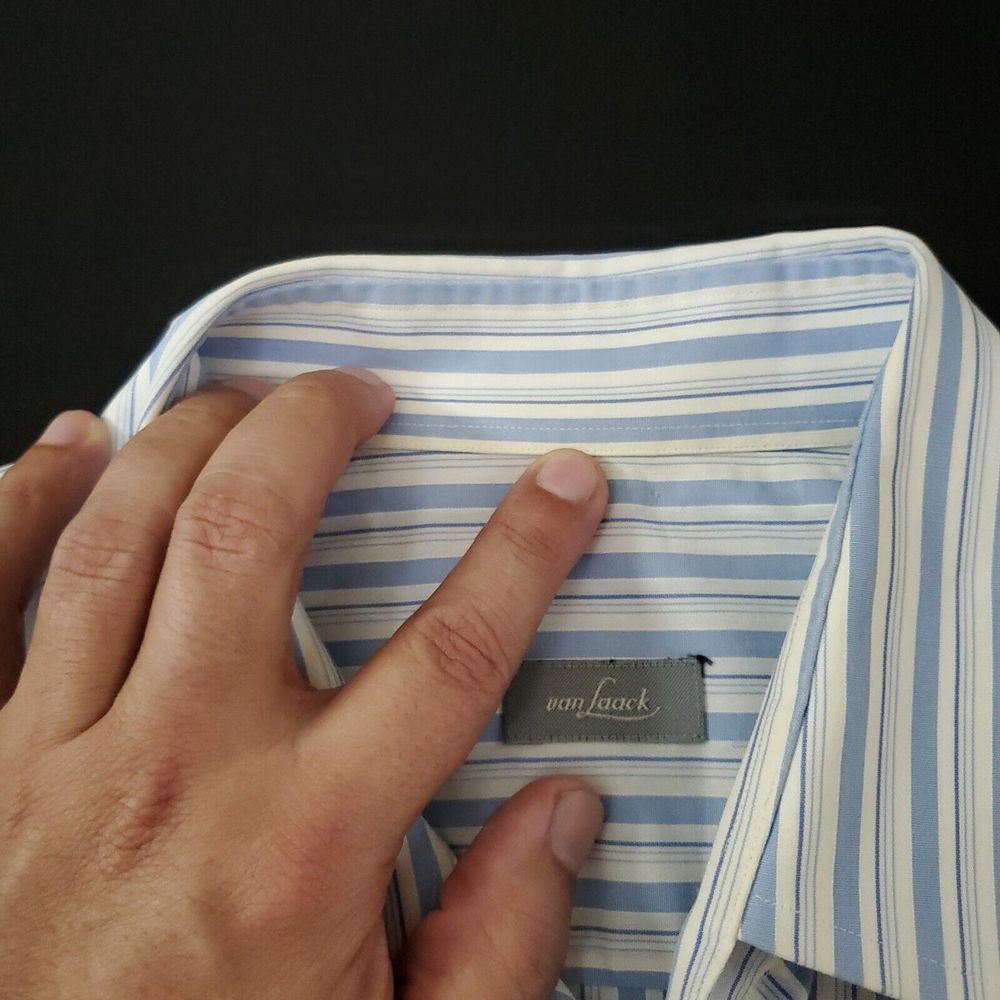 Van Laack Royal Button Down Shirt Mens Medium Blue Casual Dress Short Sleeve M - Picture 11 of 13